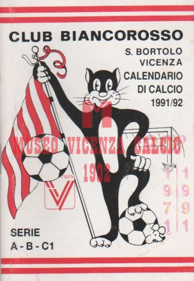 Calendario 1991-92 club biancorosso S. Bortolo