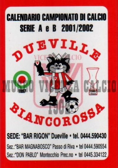 2001-02 calendario DUEVILLE BIANCOROSSA