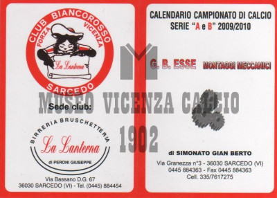 2009-10 calendario club biancorosso Sarcedo