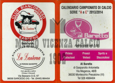 2013-14 calendario CLUB BIANCOROSSO SARCEDO