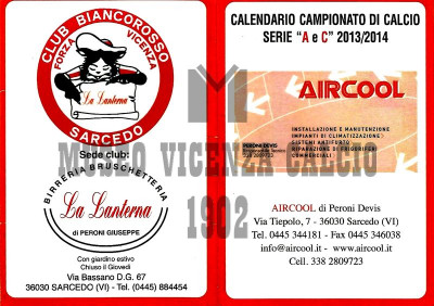 2013-14 calendario CLUB BIANCOROSSO SARCEDO