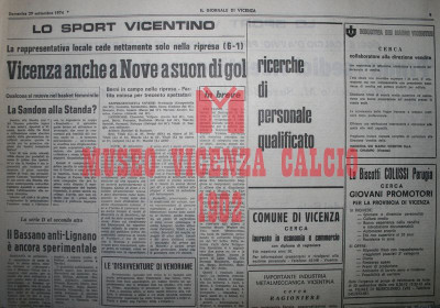 Ritaglio Il Giornale di Vicenza 29-9-1974