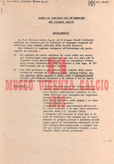 Bando di concorso per il simbolo del VICENZA CALCIO 1902