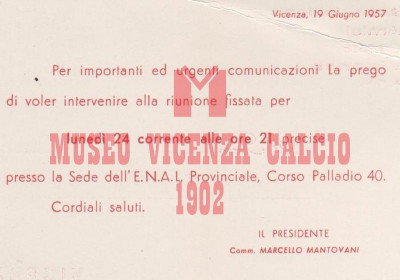 Comunicazione dell'Associazione Amici Calcio Vicenza 