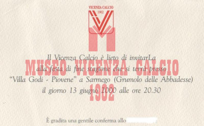 Invito per la festa di fine stagione 13 giugno 2000