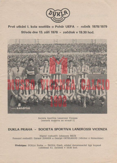 Programma Dukla Praga-L.R. Vicenza 13-9-1978