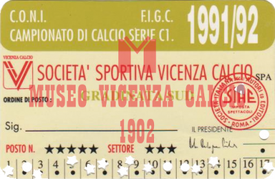 Abbonamento stadio 1991-92