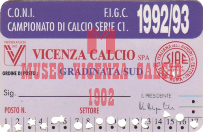 Abbonamento stadio 1992-93