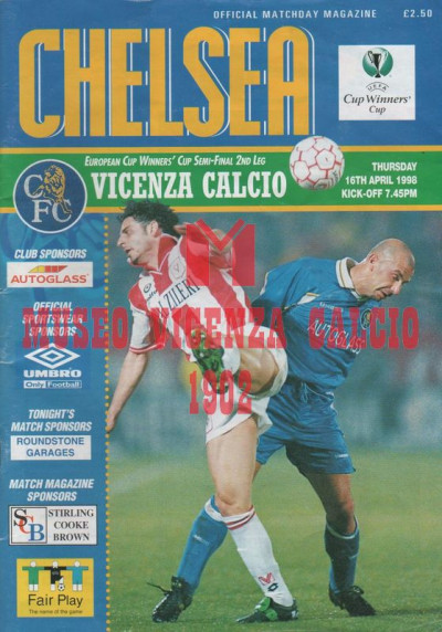Programma Chelsea-Vicenza Coppa delle Coppe 1998