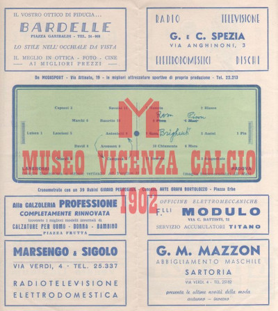 Programma L.R. Vicenza-Padova 20-10-1957