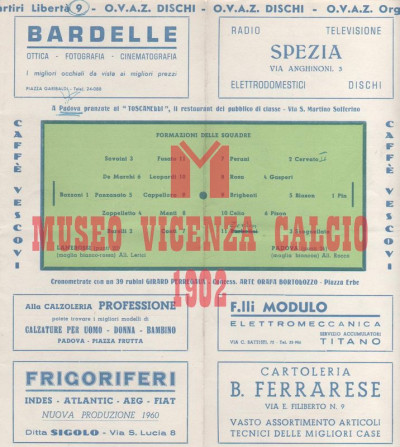 Programma Padova-L.R. Lanerossi 6-3-1960