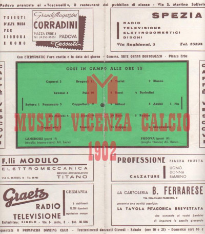 Programma Padova-L.R. Vicenza 5-3-1961