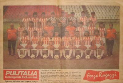 Poster squadra Il Giornale di Vicenza dell' 11-9-1988