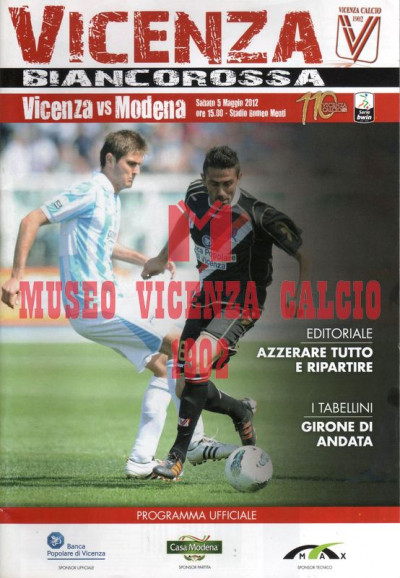 Programma Vicenza-Modena 5-5-2012