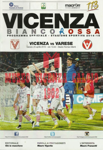 Programma Vicenza-Varese 25-4-2015