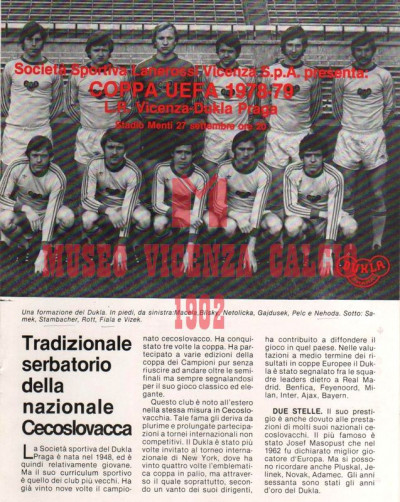 Programma L.R. Vicenza-Dukla Praga 27-9-1978 