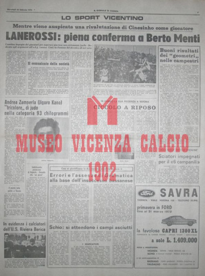 Il Giornale di Vicenza 23-2-1972